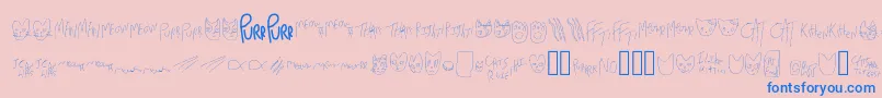 フォントMewTooCatDings – ピンクの背景に青い文字