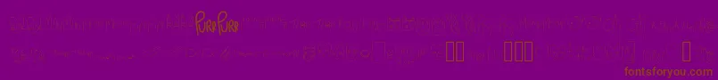 MewTooCatDings-Schriftart – Braune Schriften auf violettem Hintergrund