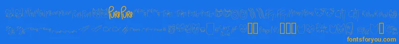 MewTooCatDings Font – Orange Fonts on Blue Background