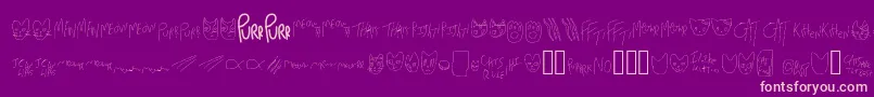 MewTooCatDings-Schriftart – Rosa Schriften auf violettem Hintergrund