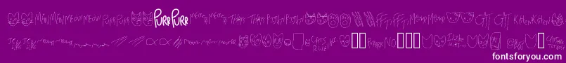 MewTooCatDings-Schriftart – Weiße Schriften auf violettem Hintergrund