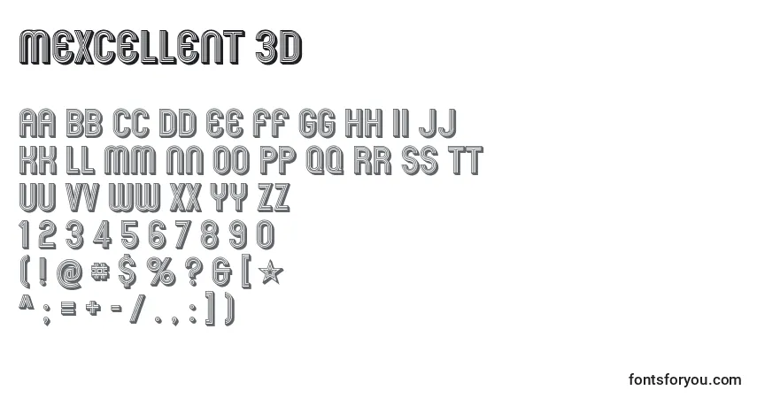 Czcionka Mexcellent 3d – alfabet, cyfry, specjalne znaki