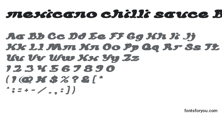 Schriftart Mexicano chilli sauce Bold Italic – Alphabet, Zahlen, spezielle Symbole