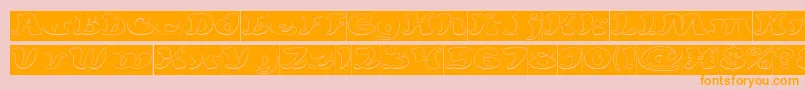 MEXICANO CHILLI SAUCE Hollow Inverse-Schriftart – Orangefarbene Schriften auf rosa Hintergrund