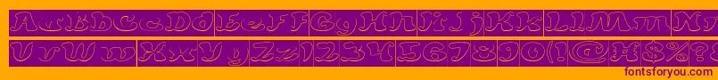 MEXICANO CHILLI SAUCE Hollow Inverse-Schriftart – Violette Schriften auf orangefarbenem Hintergrund