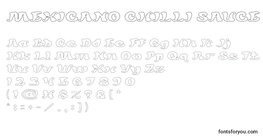 Fuente MEXICANO CHILLI SAUCE Hollow - alfabeto, números, caracteres especiales