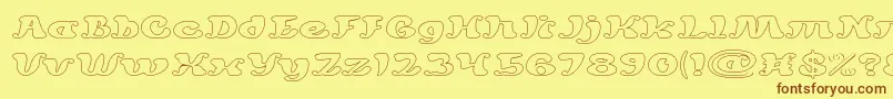 フォントMEXICANO CHILLI SAUCE Hollow – 茶色の文字が黄色の背景にあります。