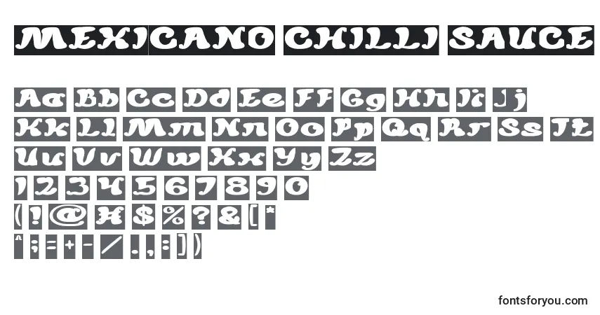 Czcionka MEXICANO CHILLI SAUCE Inverse – alfabet, cyfry, specjalne znaki