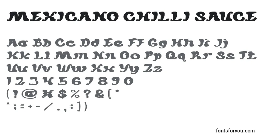 Шрифт MEXICANO CHILLI SAUCE Light – алфавит, цифры, специальные символы