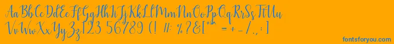 Mezabetto-Schriftart – Blaue Schriften auf orangefarbenem Hintergrund