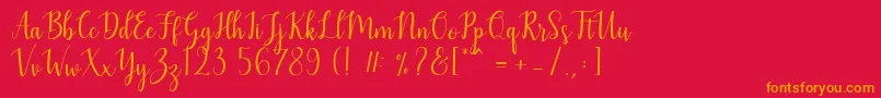 フォントMezabetto – 赤い背景にオレンジの文字