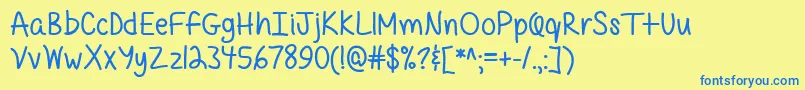 Mf Quirky  Messy Font – Blue Fonts on Yellow Background