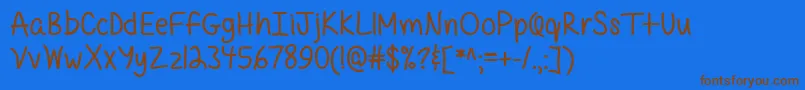Mf Quirky  Messy Font – Brown Fonts on Blue Background