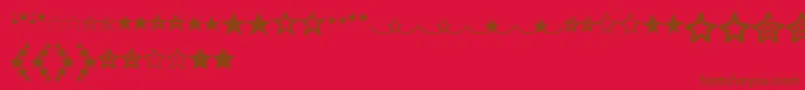 MF Star Dings  -Schriftart – Braune Schriften auf rotem Hintergrund