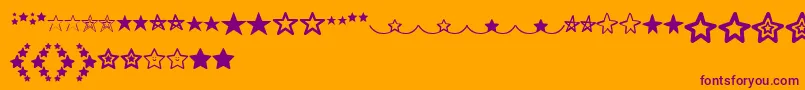 MF Star Dings  -Schriftart – Violette Schriften auf orangefarbenem Hintergrund