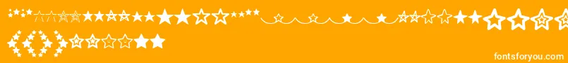 MF Star Dings  -Schriftart – Weiße Schriften auf orangefarbenem Hintergrund