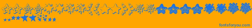 MF Star Dings 2  -Schriftart – Blaue Schriften auf orangefarbenem Hintergrund