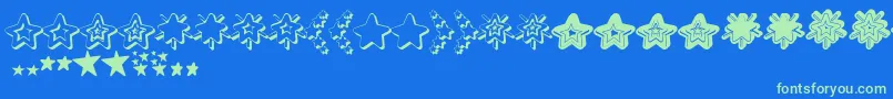 MF Star Dings 2  -Schriftart – Grüne Schriften auf blauem Hintergrund