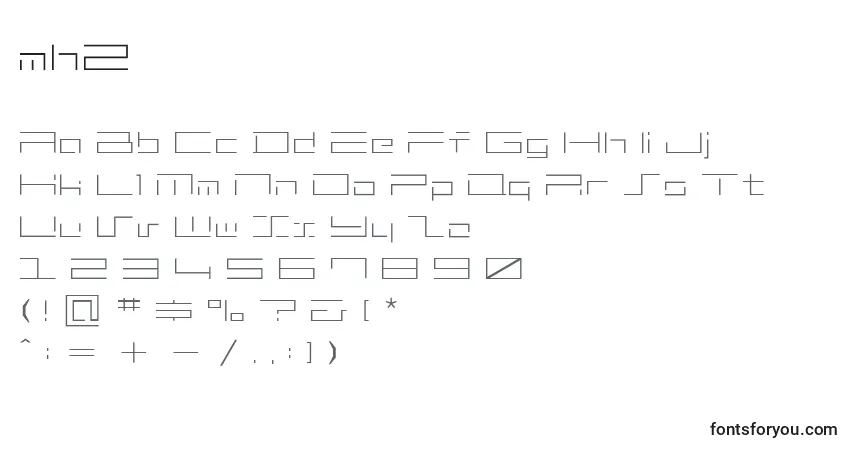 A fonte Mh2   (134267) – alfabeto, números, caracteres especiais