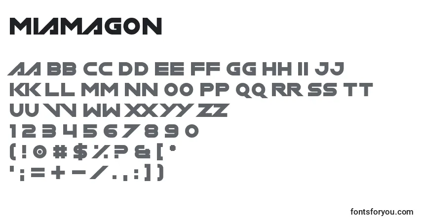 Schriftart Miamagon (134269) – Alphabet, Zahlen, spezielle Symbole