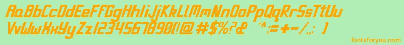 フォントMiami – オレンジの文字が緑の背景にあります。