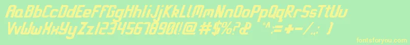 フォントMiami – 黄色の文字が緑の背景にあります