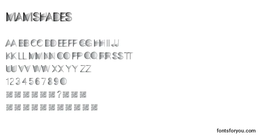 A fonte MiamiShades – alfabeto, números, caracteres especiais