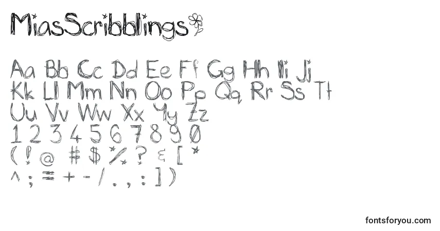 A fonte MiasScribblings~ – alfabeto, números, caracteres especiais