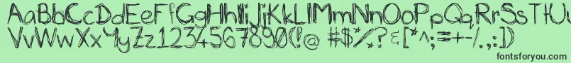 MiasScribblings~ Font – Black Fonts on Green Background