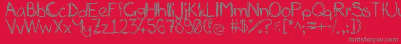 MiasScribblings~ Font – Gray Fonts on Red Background