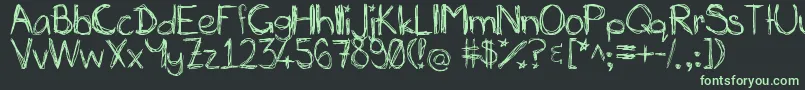 MiasScribblings~ Font – Green Fonts on Black Background