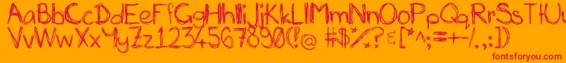 MiasScribblings~ Font – Red Fonts on Orange Background