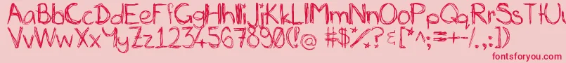 MiasScribblings~ Font – Red Fonts on Pink Background