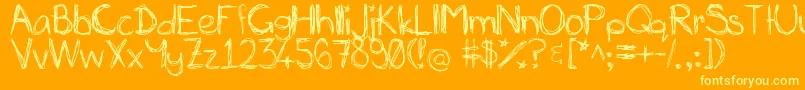 MiasScribblings~ Font – Yellow Fonts on Orange Background