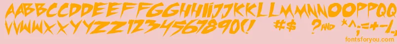 micchecktbs-Schriftart – Orangefarbene Schriften auf rosa Hintergrund