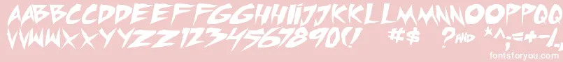 micchecktbs-Schriftart – Weiße Schriften auf rosa Hintergrund