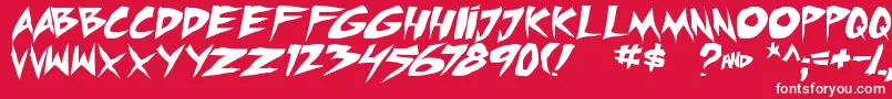 micchecktbs-fontti – valkoiset fontit punaisella taustalla
