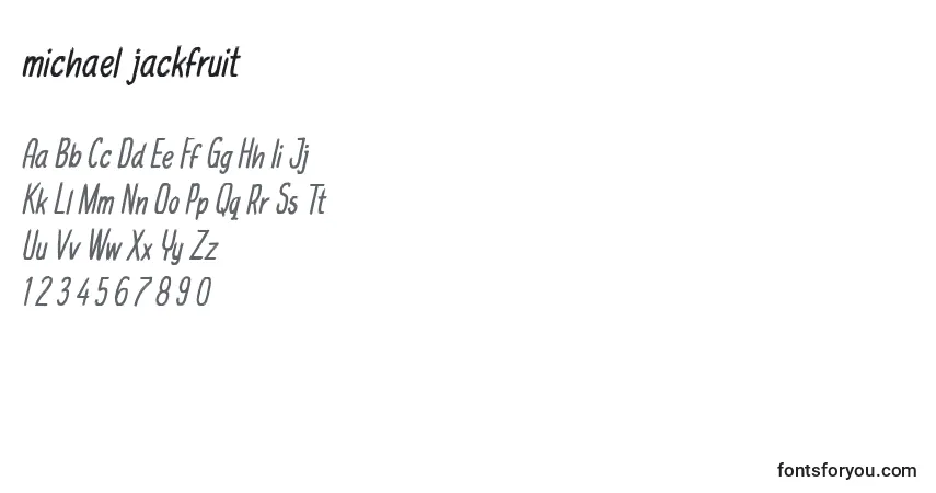Czcionka Michael jackfruit – alfabet, cyfry, specjalne znaki