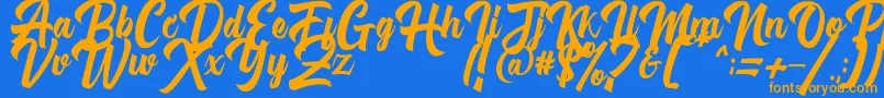 Michail Script FPU Font – Orange Fonts on Blue Background