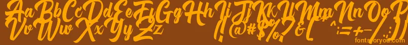 Michail Script FPU Font – Orange Fonts on Brown Background