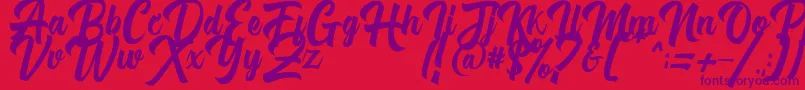 フォントMichail Script FPU – 赤い背景に紫のフォント