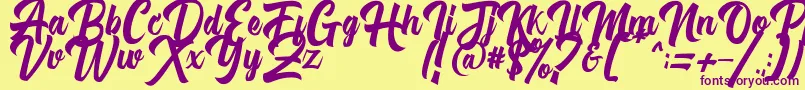 Michail Script FPU Font – Purple Fonts on Yellow Background