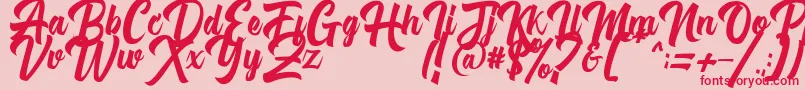 フォントMichail Script FPU – ピンクの背景に赤い文字