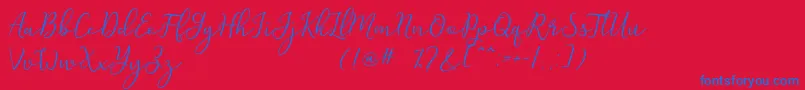 Michel Flow Dafont-Schriftart – Blaue Schriften auf rotem Hintergrund