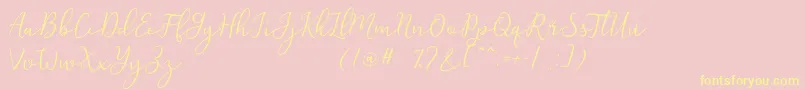 Michel Flow Dafont-Schriftart – Gelbe Schriften auf rosa Hintergrund