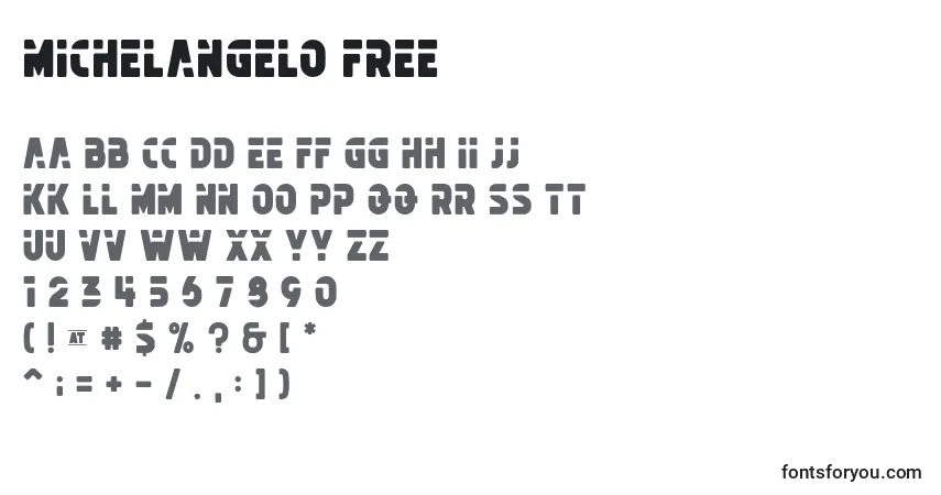 A fonte Michelangelo FREE – alfabeto, números, caracteres especiais