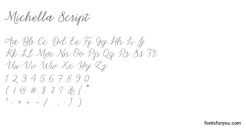 Шрифт Michella Script – алфавит, цифры, специальные символы