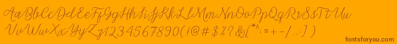 Michella Script Font – Brown Fonts on Orange Background