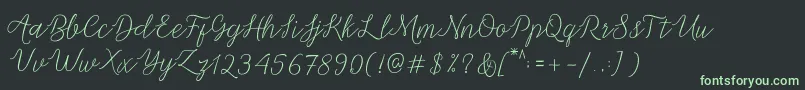 Czcionka Michella Script – zielone czcionki na czarnym tle
