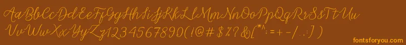 Michella Script Font – Orange Fonts on Brown Background